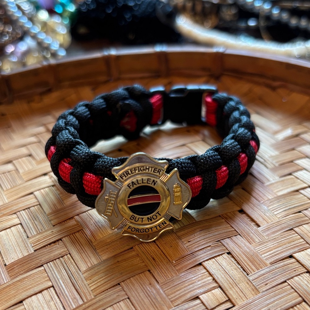Black and Red Firefighter Bracelet